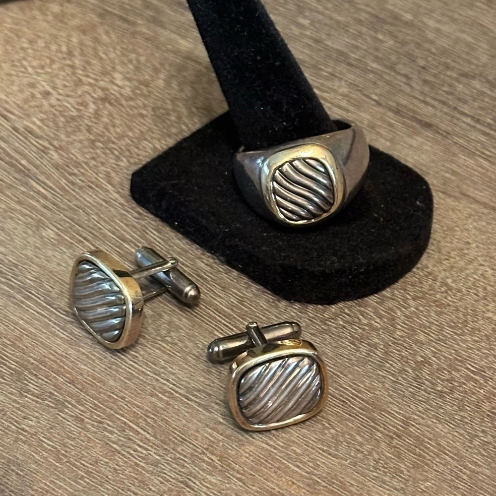 Price Drop!! David Yurman 2-tone Men's Cufflinks and Ring Set